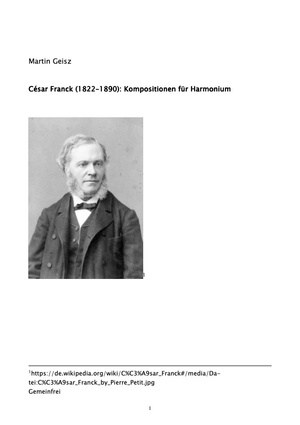 Buch-Cover zu Martin Geisz: "César Franck: Kompositionen für Harmonium" (2022)